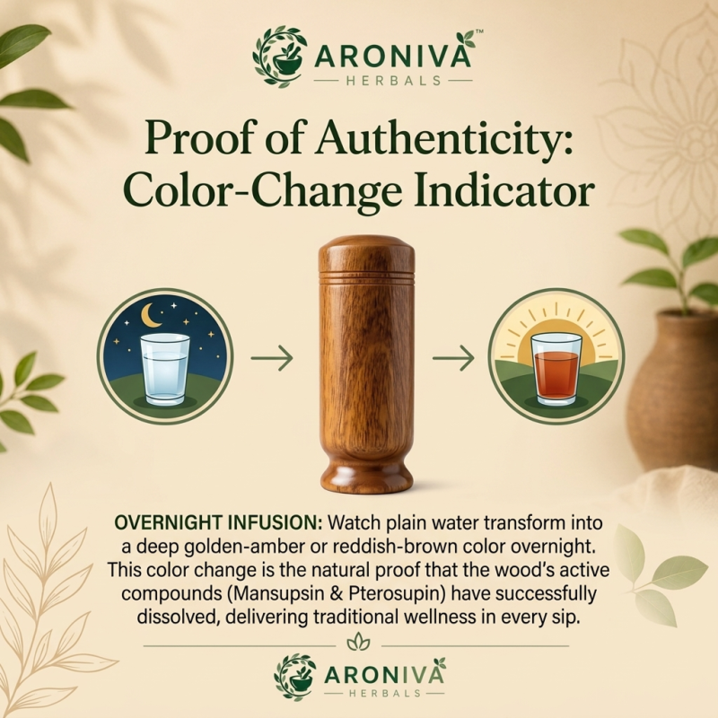 Aroniva Herbals 100% Natural Vijaysar Wood Tumbler | Supports Natural Glucose Metabolism thumbnail 4