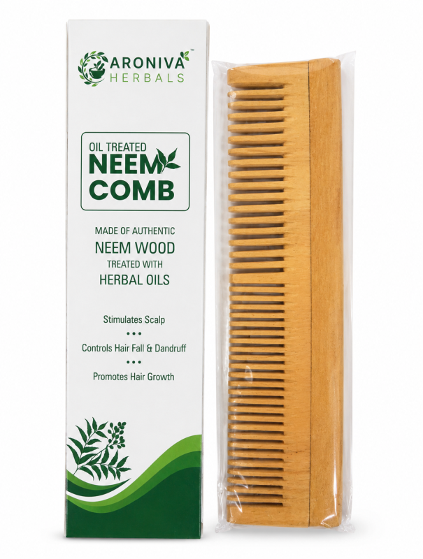 Buy Aroniva Herbals 100% Natural Neem Wood Comb | Anti-Dandruff & Detangling Comb online - Pure Ayurvedic Quality