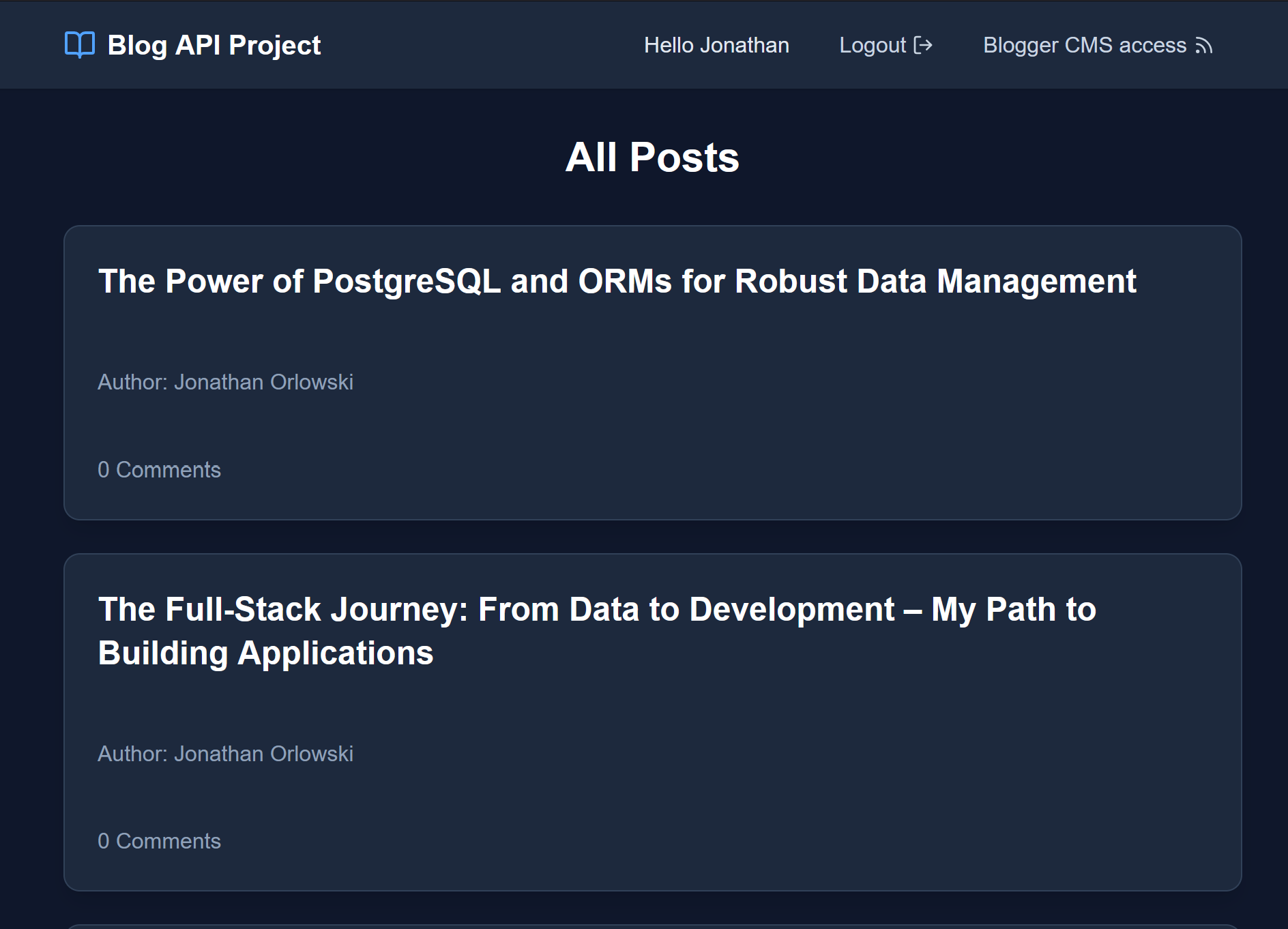Screenshot of Blog App App Screenshot