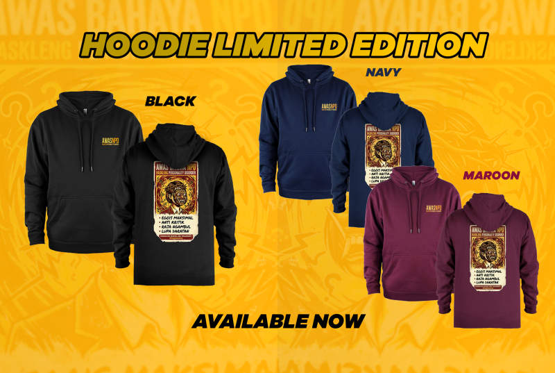 Hoodie NPD Bhuta Kala Modern — tersedia warna Hitam, Navy, Maroon