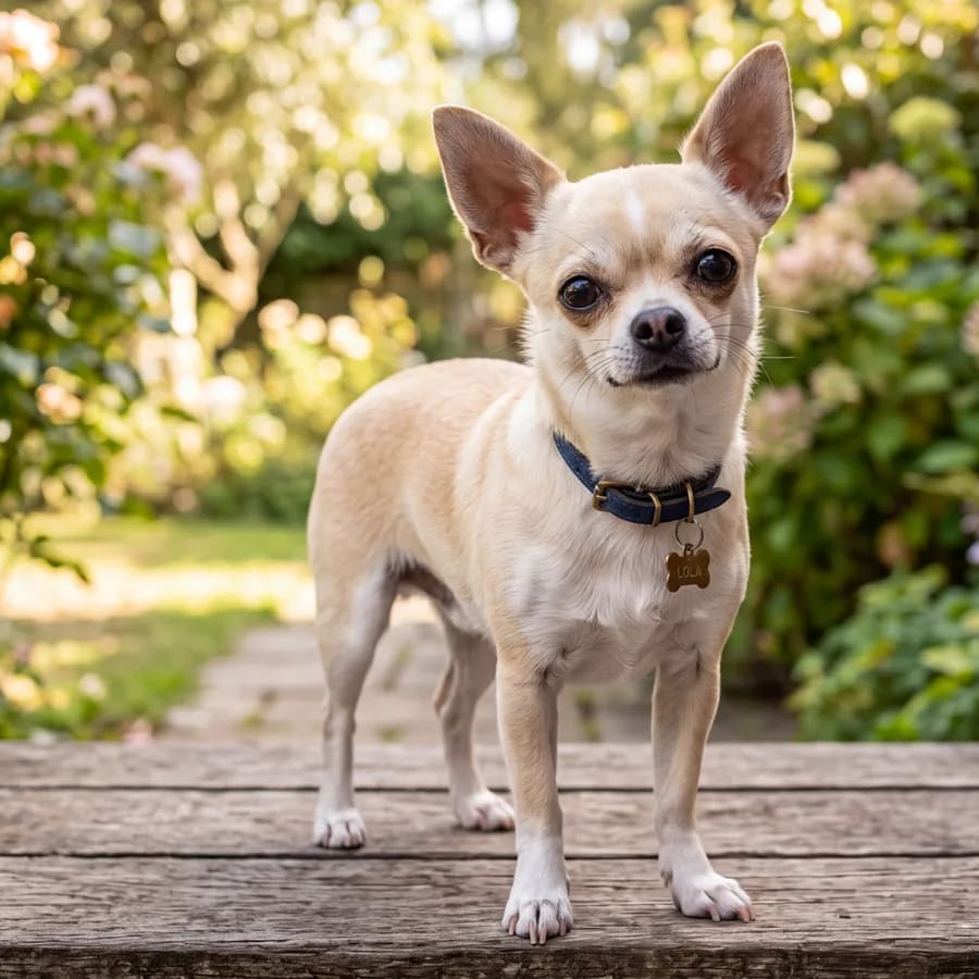 Chihuahua adulto de cuerpo entero al aire libre
