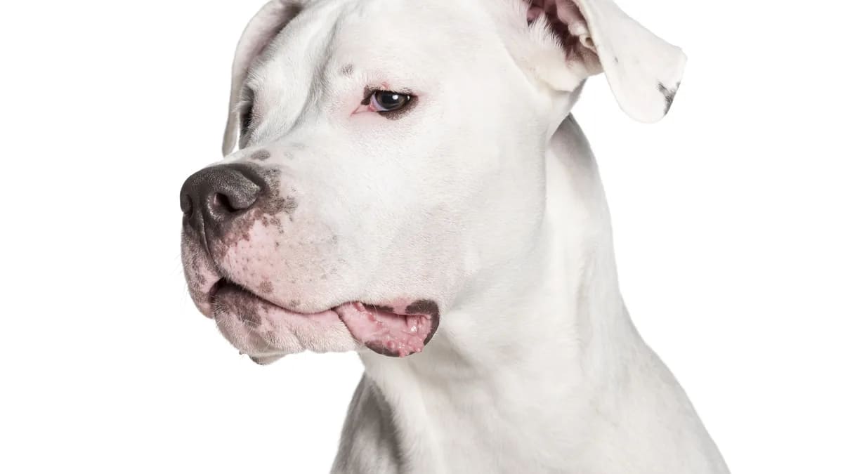 Retrato de un Dogo Argentino blanco