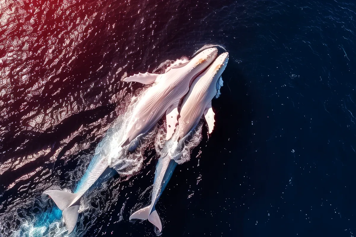 humpback whale breaching colombian pacific ocean aerial view