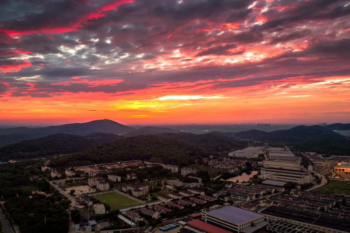 Bogota Colombia cityscape sunset aerial view