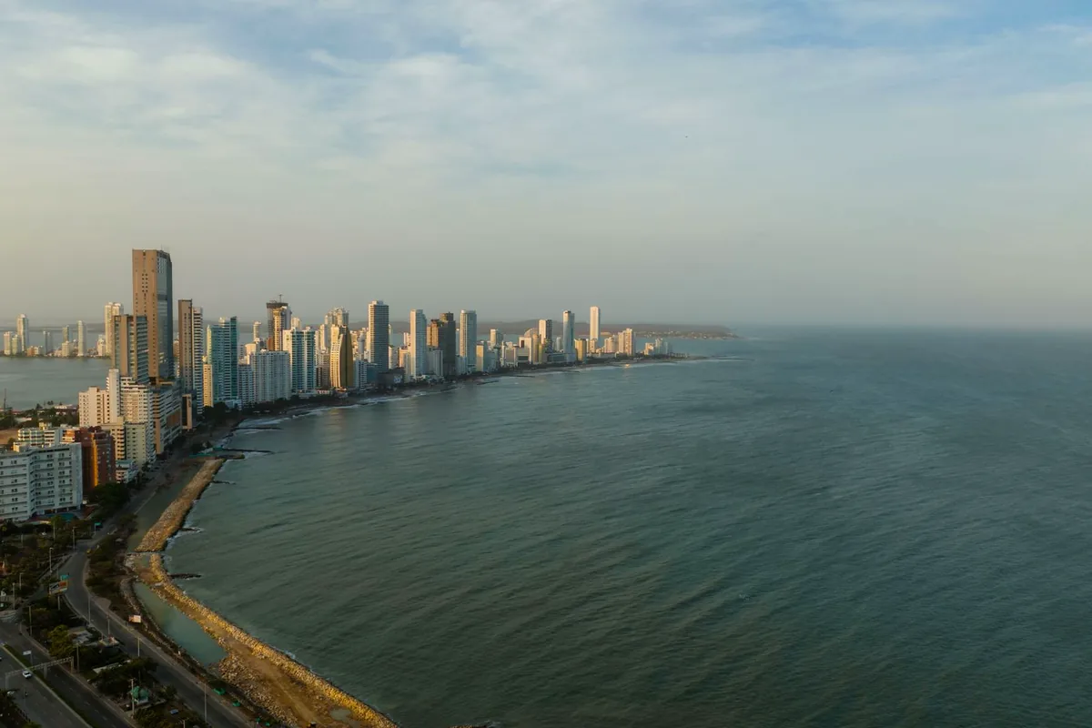 Cartagena de Indias walled city aerial view Caribbean coast Colombia