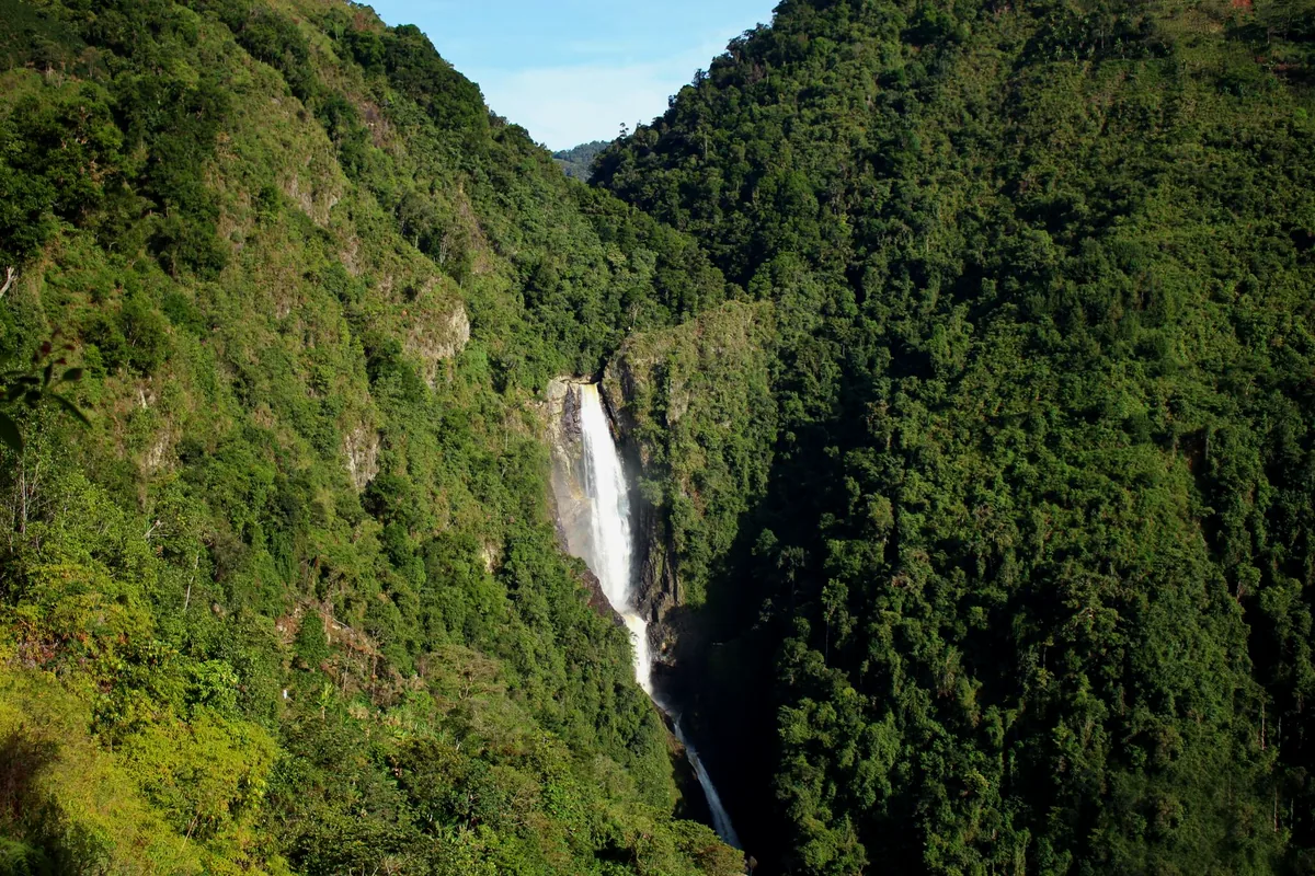 Salto Bordones waterfall Huila Colombia aerial view