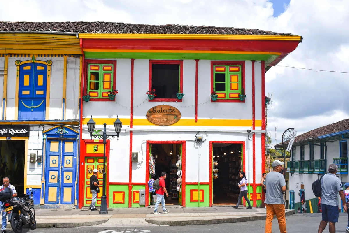 Salento Quindio Colombia colorful colonial street architecture coffee region