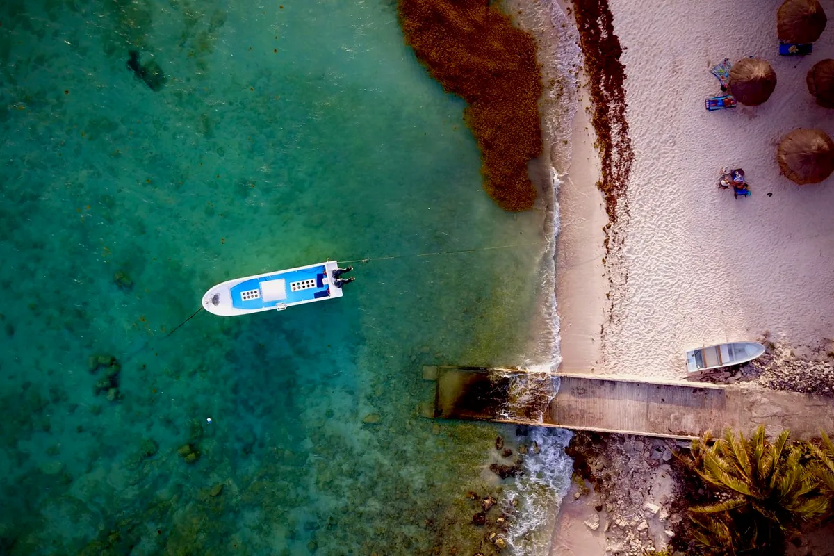 Mexico beach turquoise water Cancun Riviera Maya aerial landscape