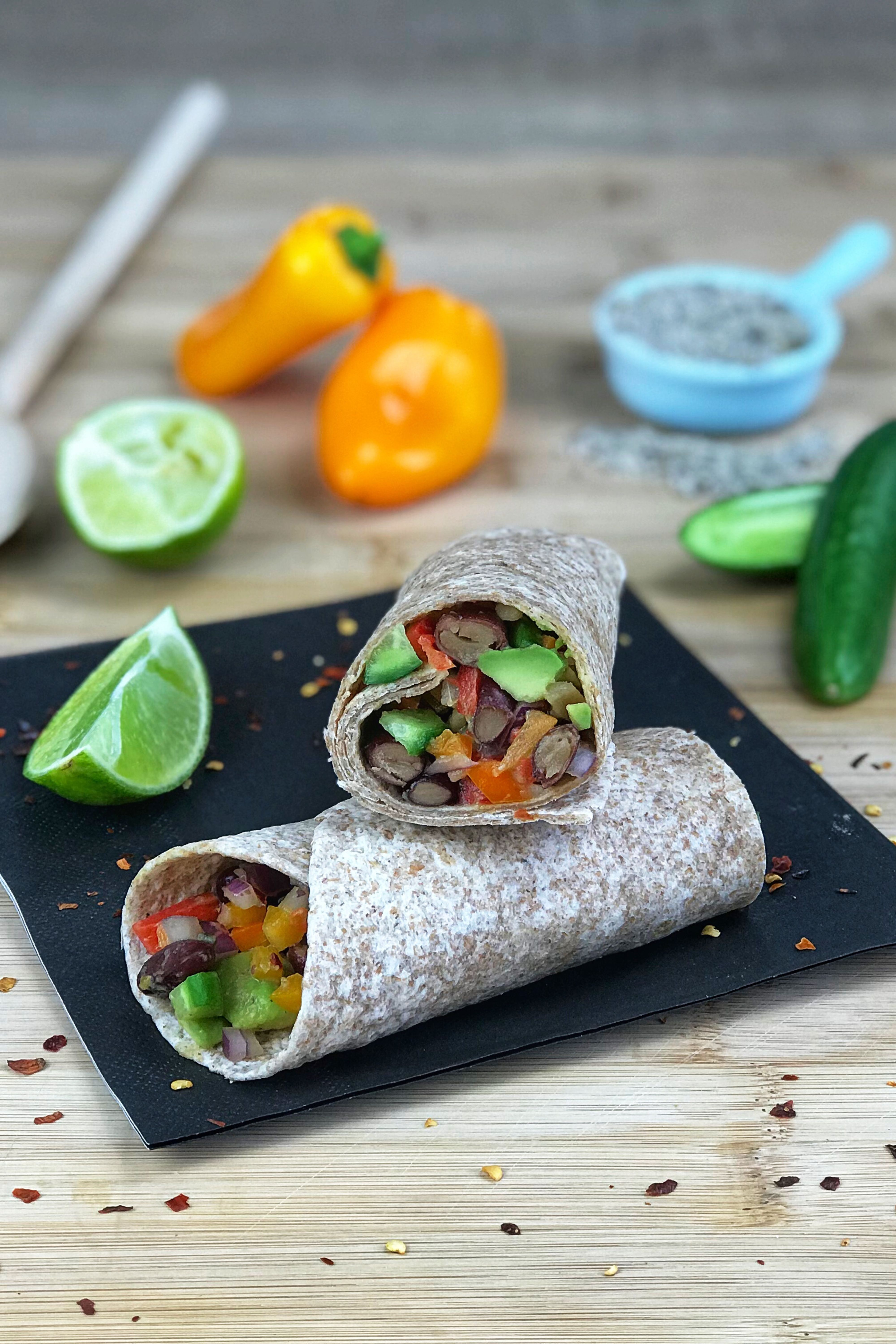 Avocado Kidney Beans and Lime Wrap