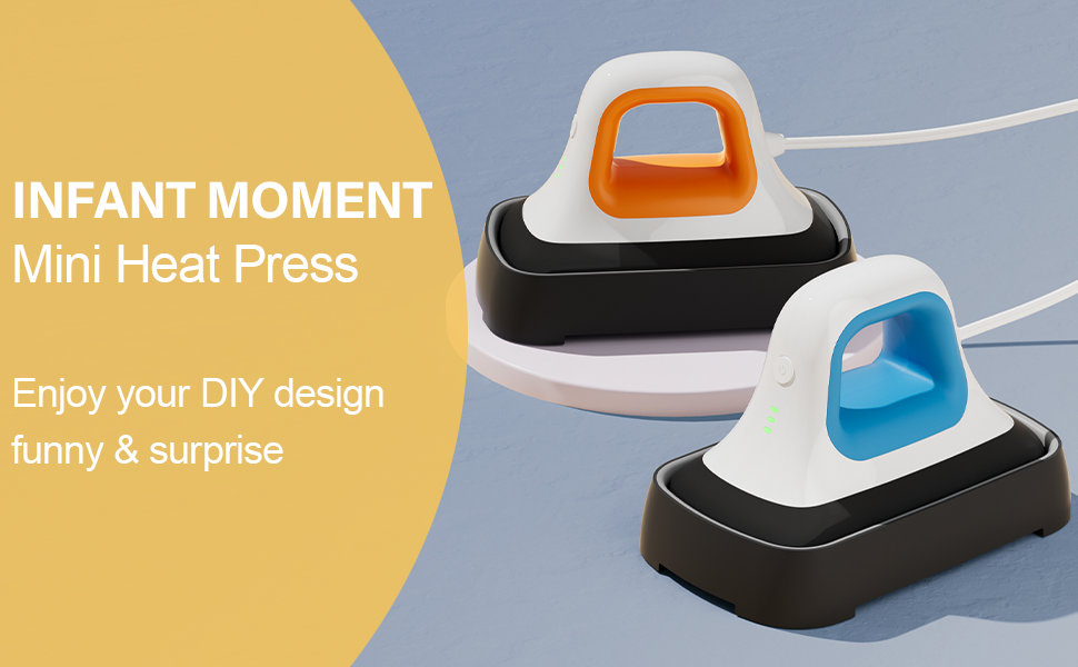 INFANT MOMENT Mini Heat Press - 7x 3.8 Transfer Machine Small Hand held  Iron Press Heat for Tshirt and HTV Vinyl Projects,Easy Temperature Control