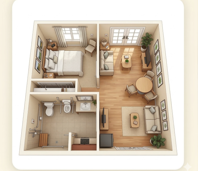 3D Senior Living Floor Plan