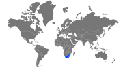South Africa on the world map