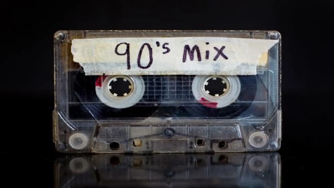 An old cassette of 90s music mix.