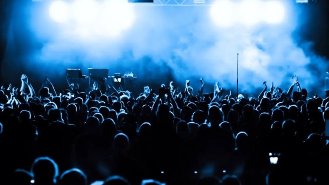 Amazing Music band on a stage during a concert.