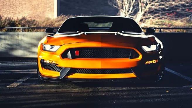 A beautiful yellow sports car