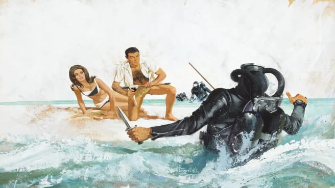 James Bond Thunderball movie promotion illustration,