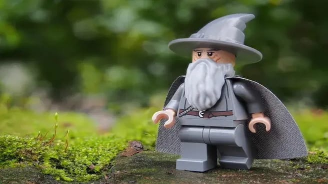 Gandalf from the movie Lord Of The Rings, made from Lego.
