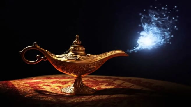 The famous lamp of the genie from the Aladdin movie.