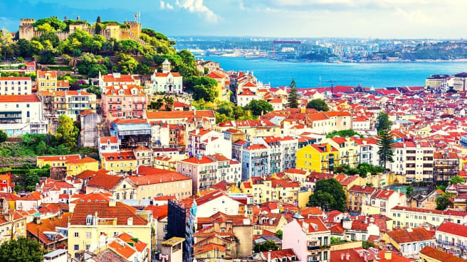 Lisbon, The capital of Portugal, in an aerial view.