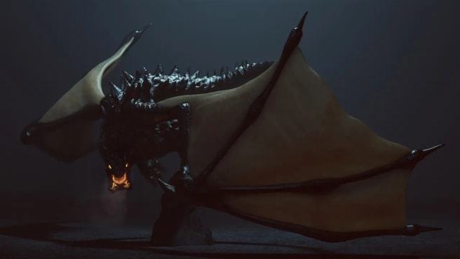 A Dragon with fire in his mouth, from the Game Of Thrones series.