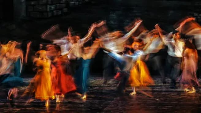 Dancers performing their high school musical - colorful photo in Long camera exposure