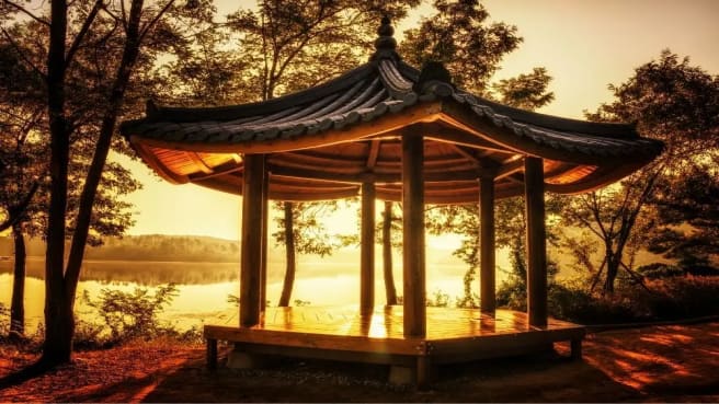 Korean Pagoda by the lake.