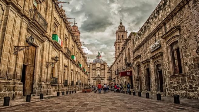 Beautiful traditional buildings in Mexico.