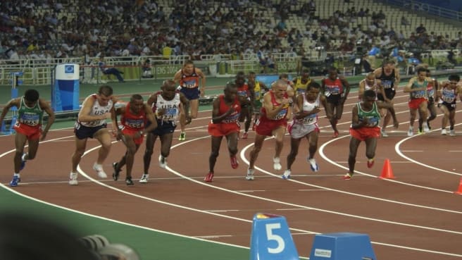 Runners participating in the Olympics.