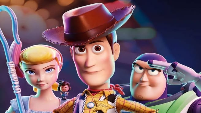 Toy Story characters Sheriff Woody, Buzz Lightyear, and Little BO-peep.