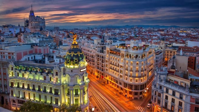 Spain History - Madrid Center at night