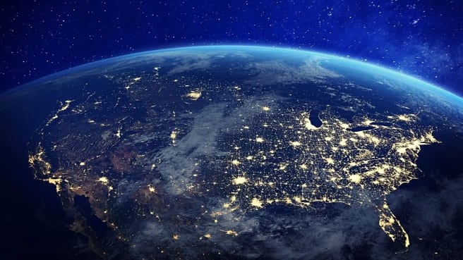 States Of U.S. Map - a picture of the North American continent from outside of Earth