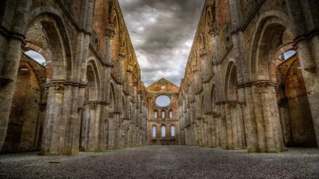 Historical ruins in San Galgano in Tuscany.
