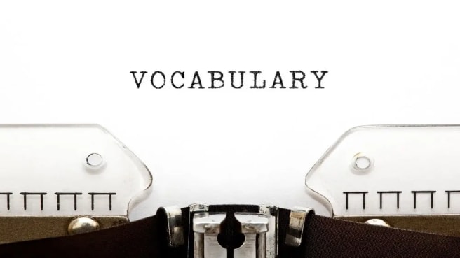 The word "Vocabulary" is written on white paper.