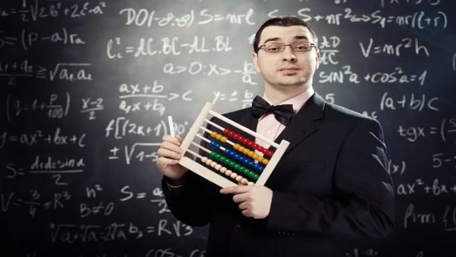 Funny math teacher with glasses.