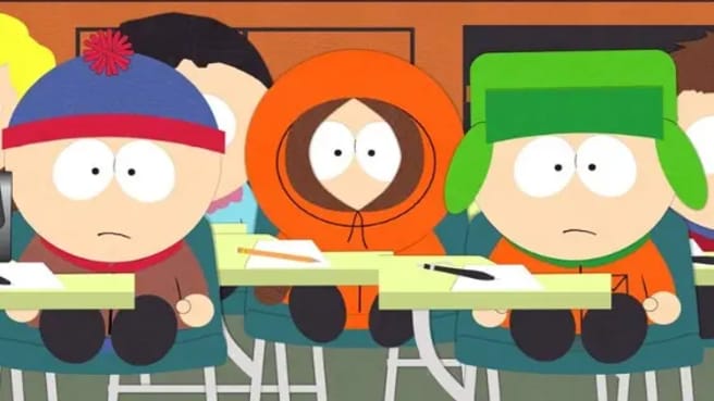 South Park Characters Kyle, Kenny & Stan.