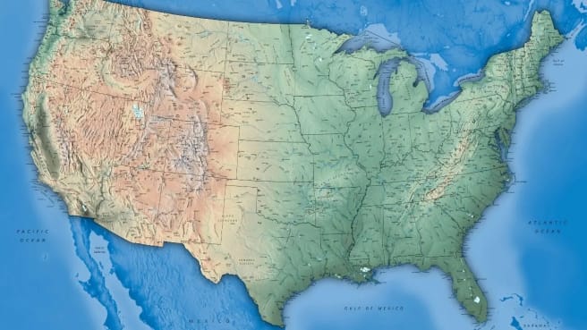 US states on a map