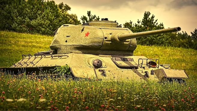 An old Sherman tank from World War II.