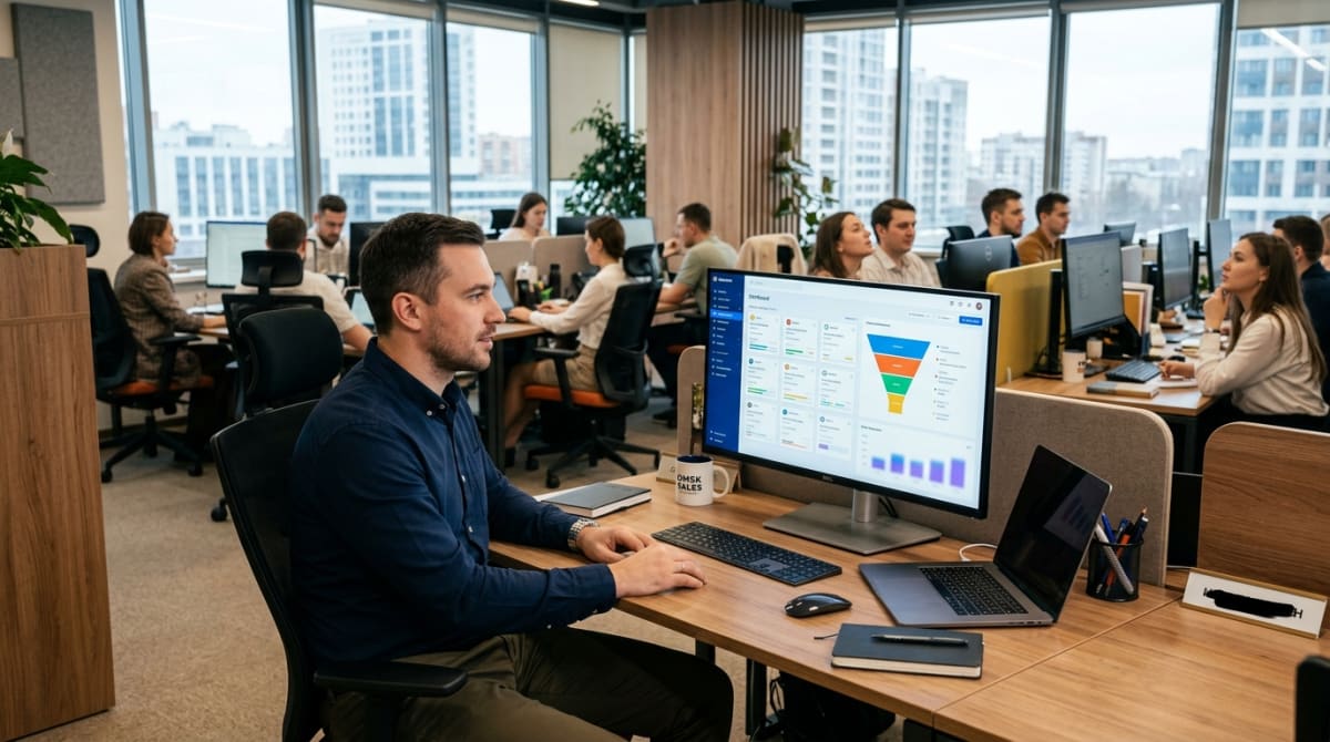 менеджер ведёт клиентов и сделки в CRM-системе
