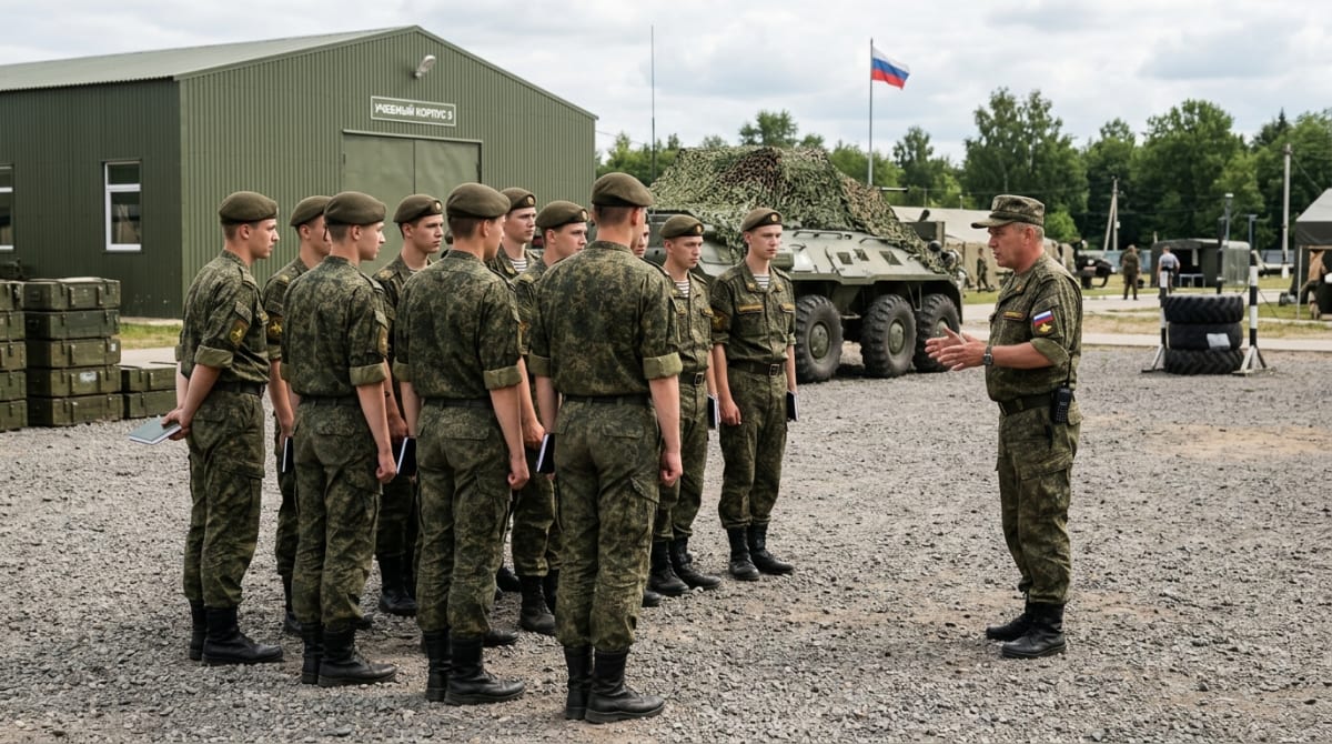 Группа курсантов внимательно слушает инструктора на занятии