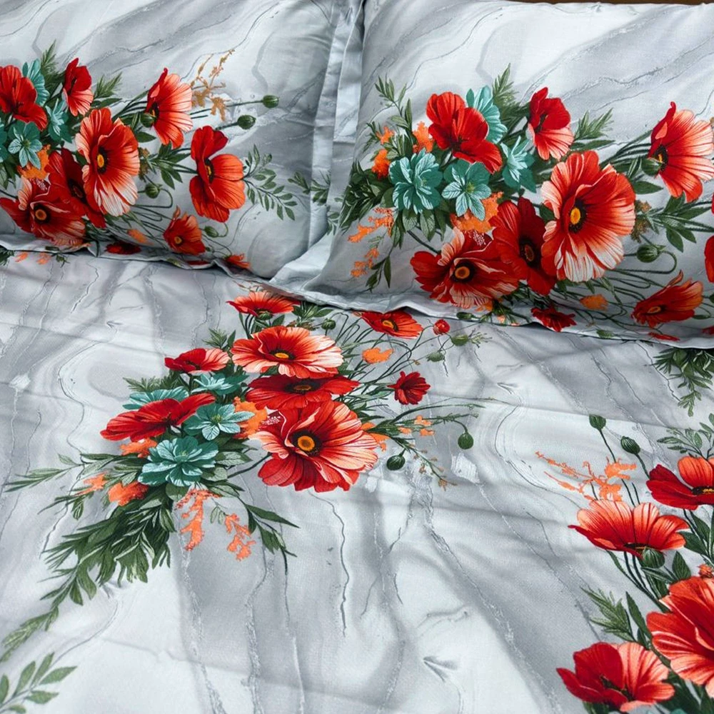 Cosmo Mint Silver Bed Sheet 04 Pcs Set