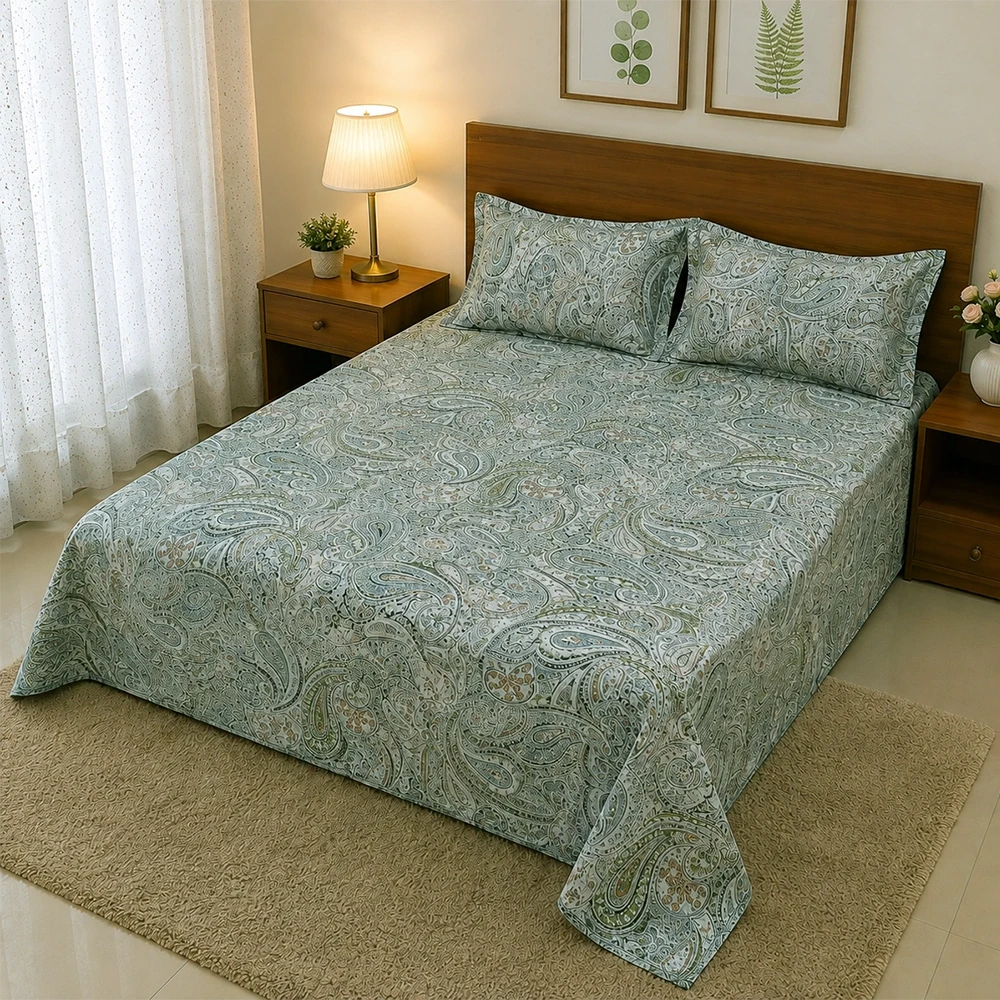 Paisley Green Bed Sheet 04 pcs Set