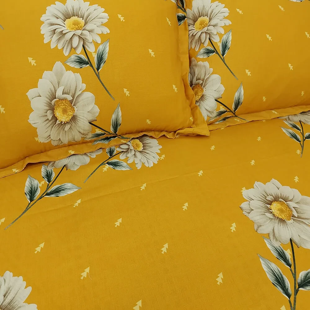 Yellow Daisy HTK Bed Sheet 04 pcs