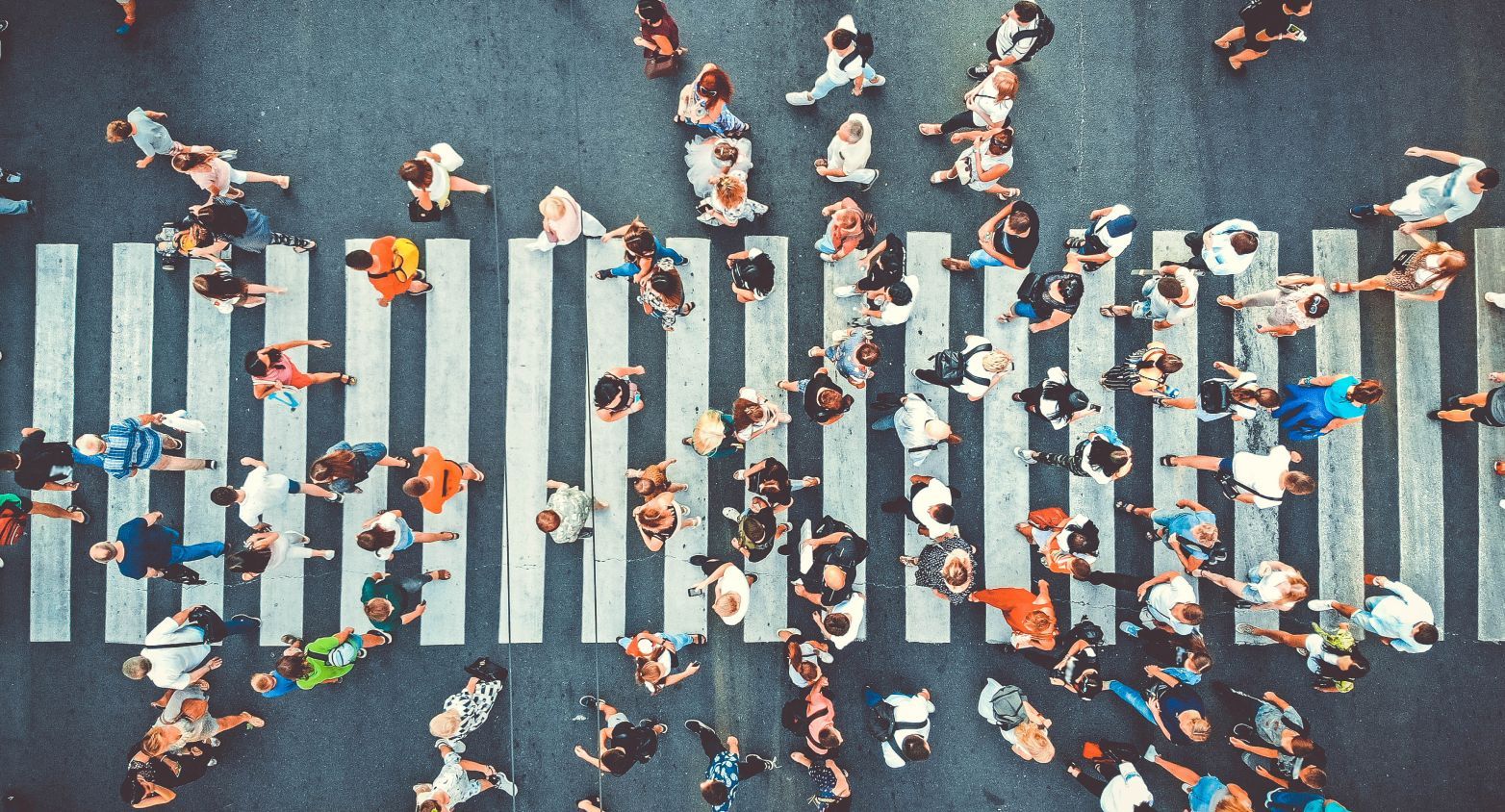 Pedestrians crossing a crosswalk