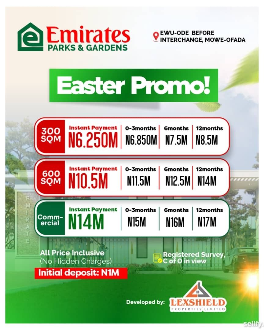 Emirates Parks and Gardens Land for Sale in Mowe-Ofada with C of O thumbnail 4