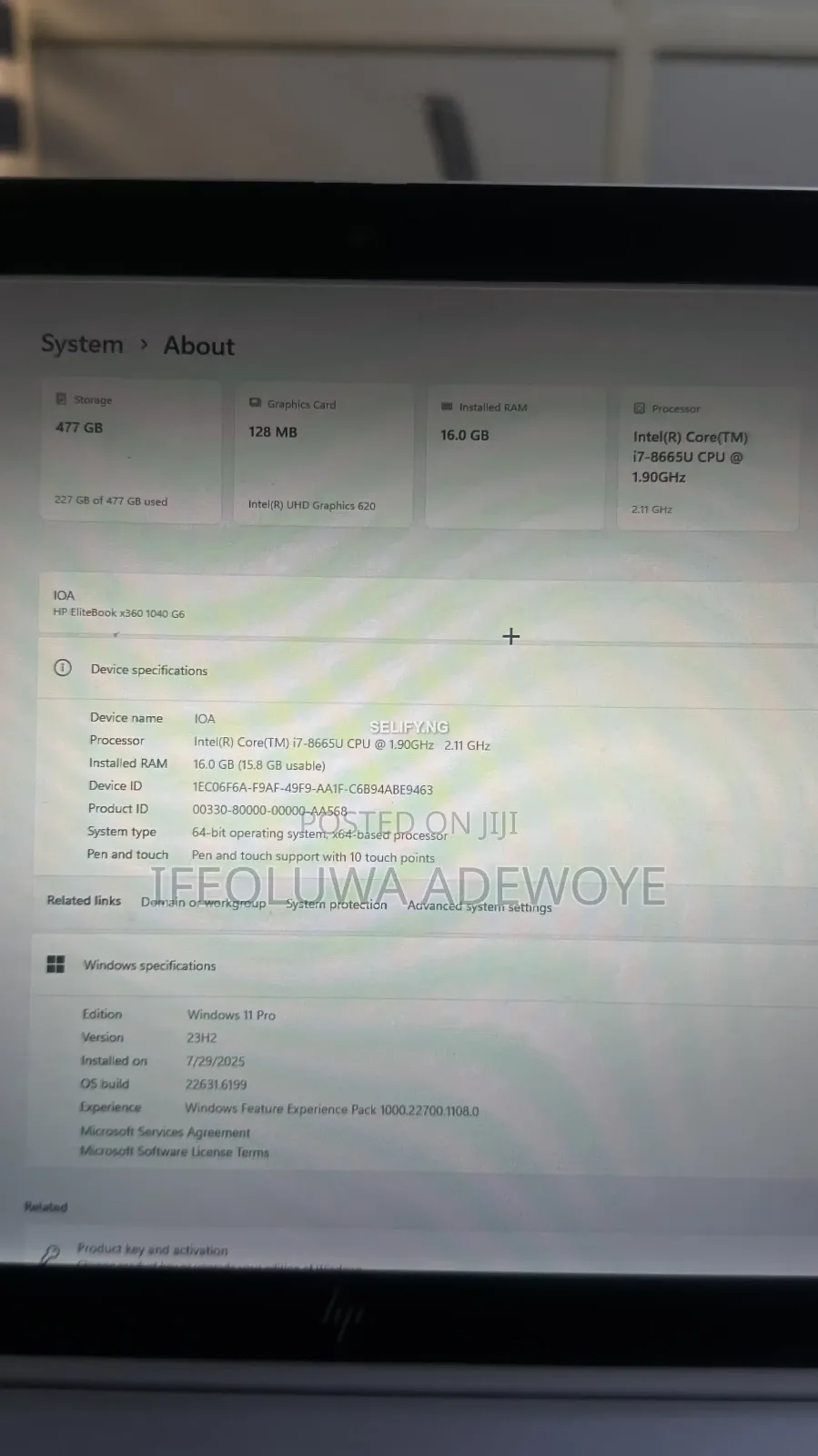 Laptop HP EliteBook x360 1040 G7 16GB Intel SSD 512GB thumbnail 3
