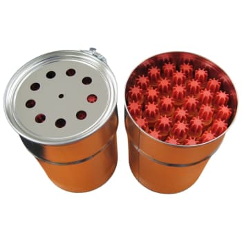 Stålbeholder for pyroteknisk utstyr