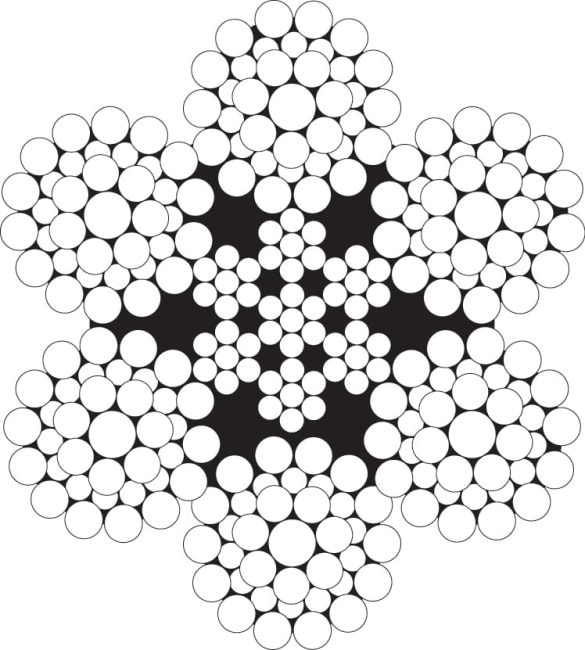 Wire - 6x36+IWRC, rustfritt syrefast stål AISI 316, 1570 N/mm²