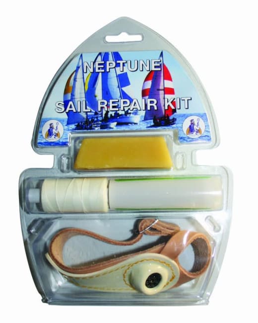 Reparasjonssett med hanske, nåler, tråd og voks