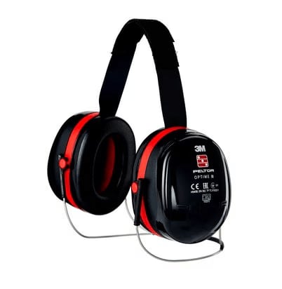 Øreklokke m/ nakkebøyle - 3M Peltor optime III, Rød/sort