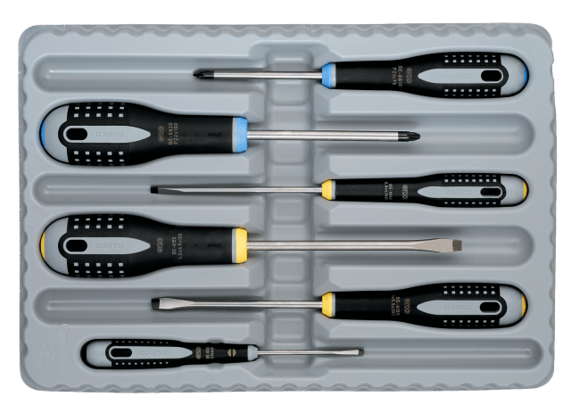 Screwdriver set, slotted and Pozidriv - BAHCO, 6 pcs